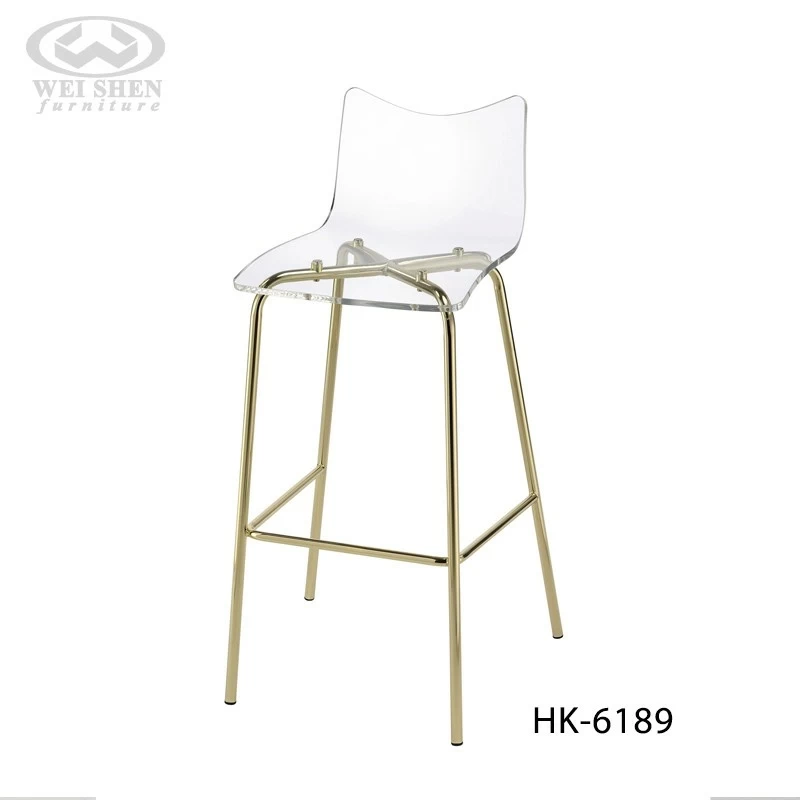 Acrylic Stool with Gold Metal Legs