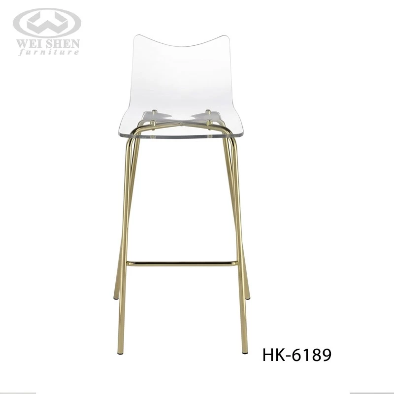 Acrylic Stool with Gold Metal Legs