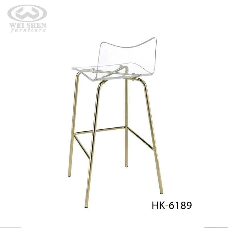 Acrylic Stool with Gold Metal Legs