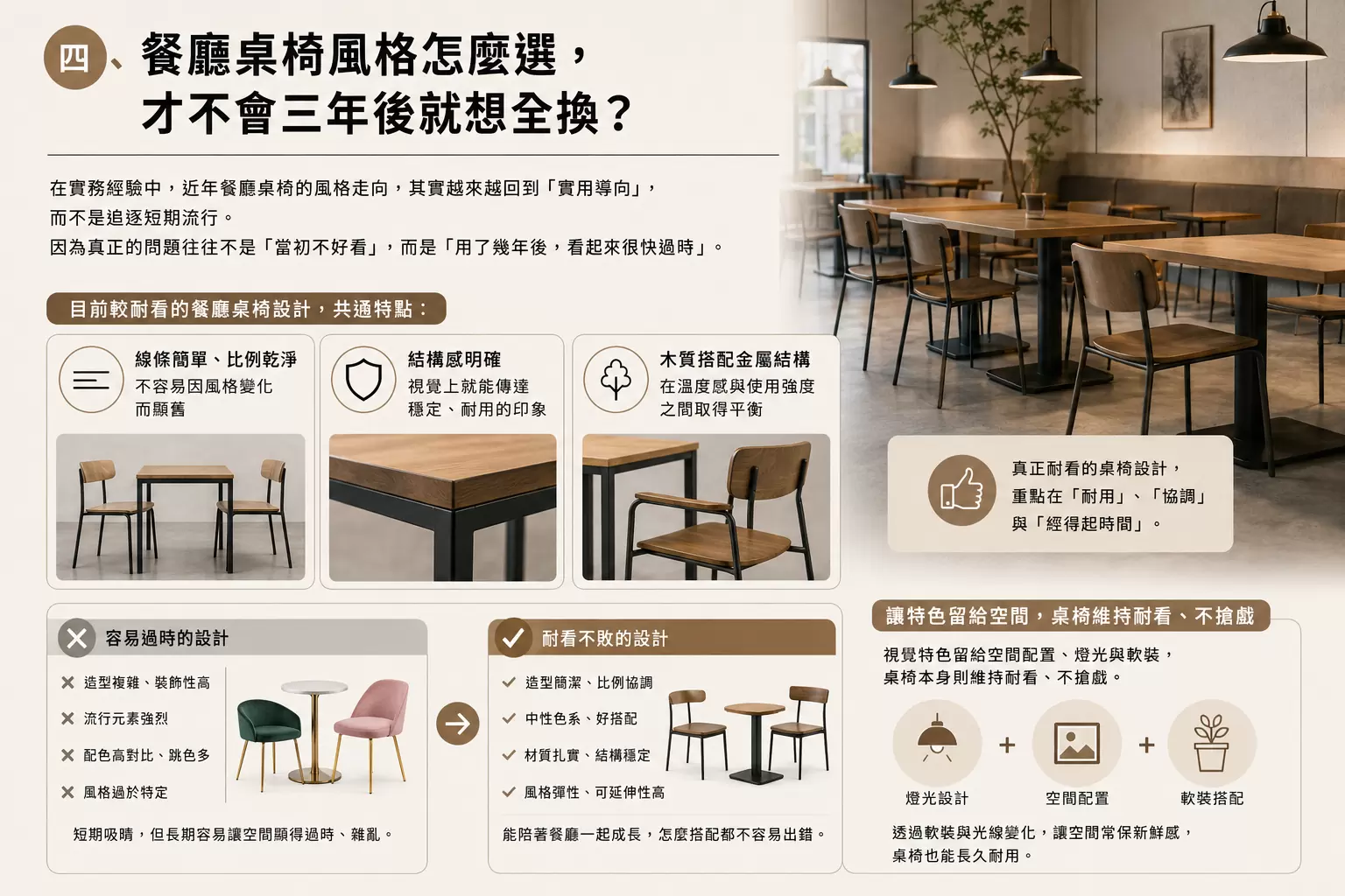餐廳桌椅怎麼買才不會後悔?理解「成本、耐用與空間價值」 餐廳桌椅風格
